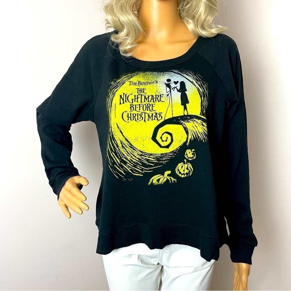Disney Tim Burton’s Nightmare Before Christmas Sweatshirt Ruffle Hem Black/Yello